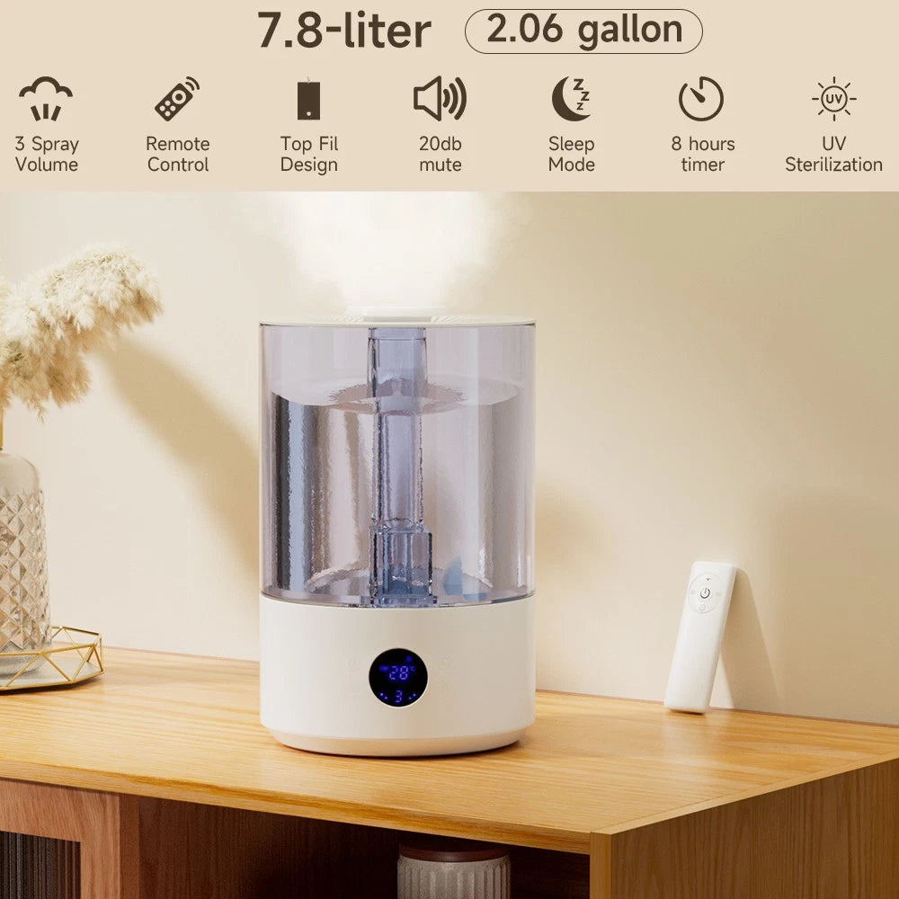 7.8L Cool Mist Humidifier for Large Room (UV Sterilization)
