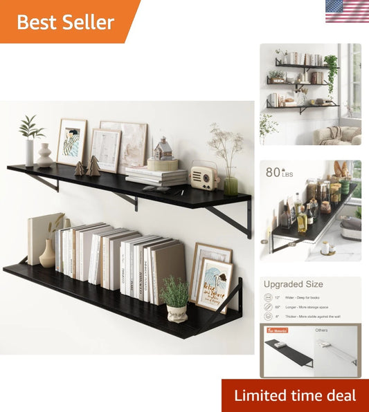 Floating Wall Shelves for Home Organization (12-Inch Depth)