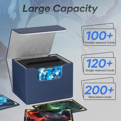 Mlikero Card Deck Box for Commander Box Holds 100+ B-Horizontal, B3-Blue