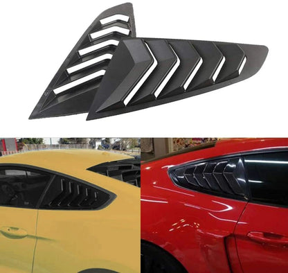 2X Matte Black Quarter Side ABS Window Louvers Trim for Ford Mustang (2015–2020)