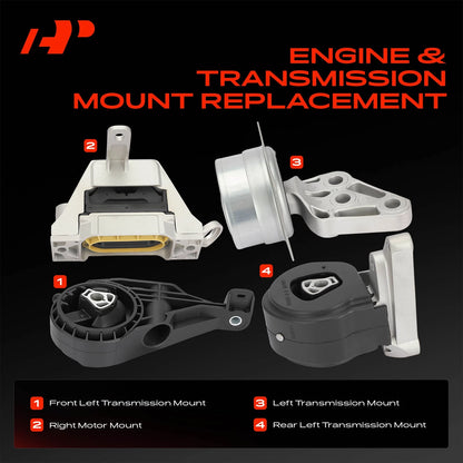 Set of 4 Engine Motor & Trans. Mounts for Buick LaCrosse (2010–2016) 3200, 3195, 3303, 3363