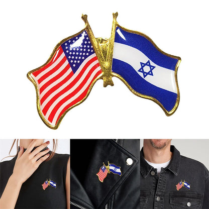 Pack of 10 American Israel Friendship Flag Bike Hat Cap Lapel Pins