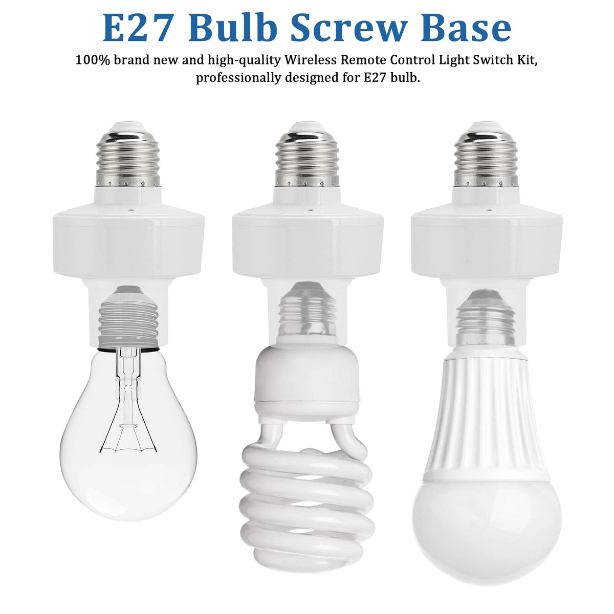 Wireless Remote Control E27 Screw Bulb Base Holder for