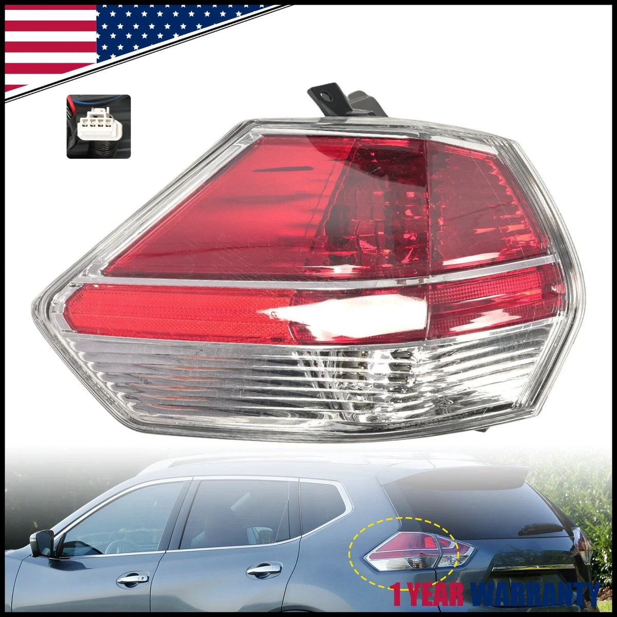 Left Driver Side Outer Tail Light for Nissan Rogue (2014–2016)