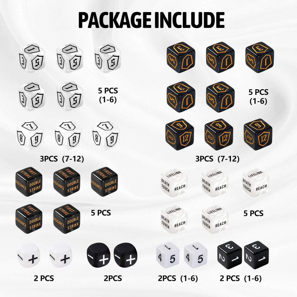 100 MTG Dice Set Ability Keyword Counters Life Buff Tokens D20