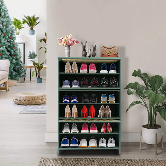 7-Tier Bamboo Shoe Storage Organizer Rack for Home Entryway