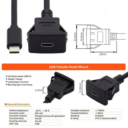 USB-C Type-C 10Gbps Extension Cable for Car Latch Mount