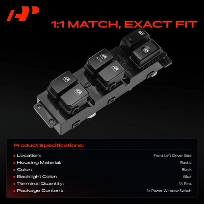 Front Left Power Window Switch for Hyundai Santa Fe (2007–2011) 93570-2B100