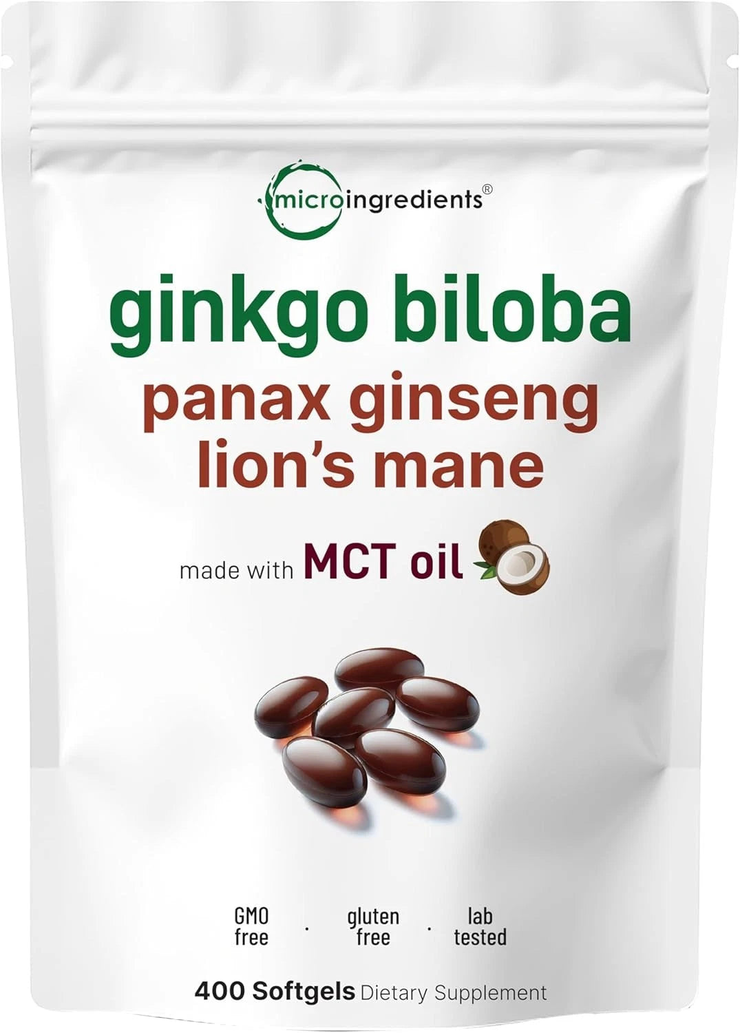 Micro Ingredients Ginkgo Biloba & Ginseng Softgels (400 Count)