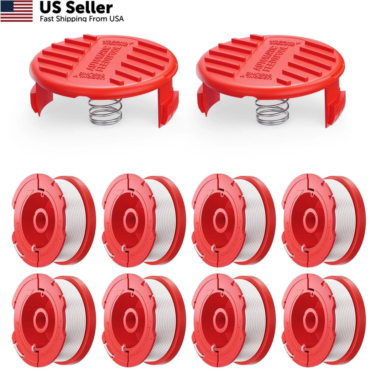 8 Spools & 2 Caps for Craftsman Weedeater (Compatible)