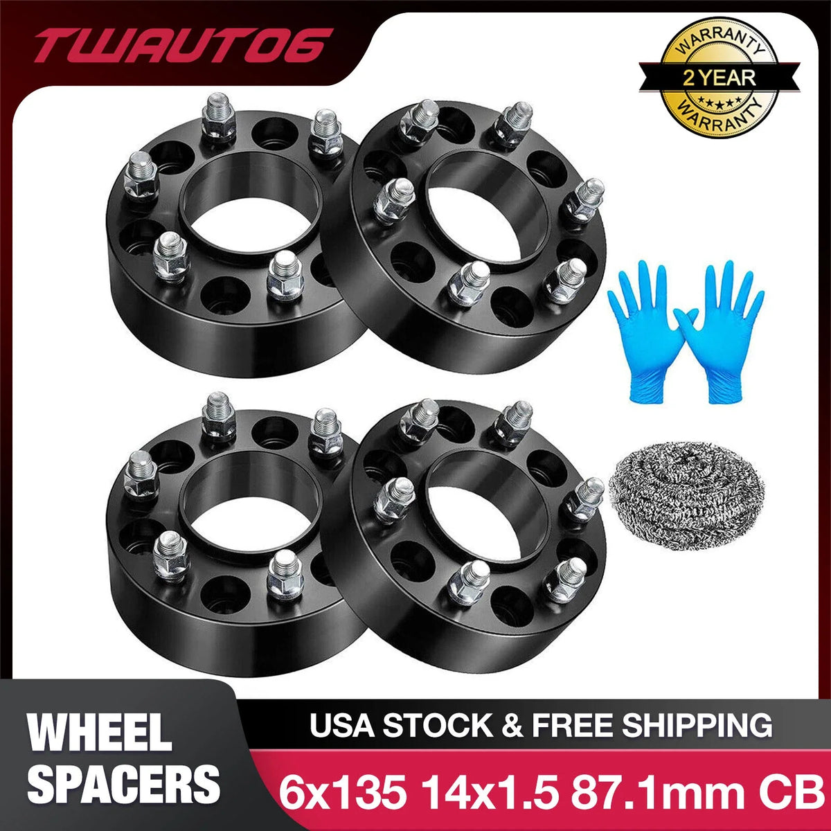 1.5" Hubcentric Wheel Spacer Set M14x1.5 for Ford Lobo 2015-2021
