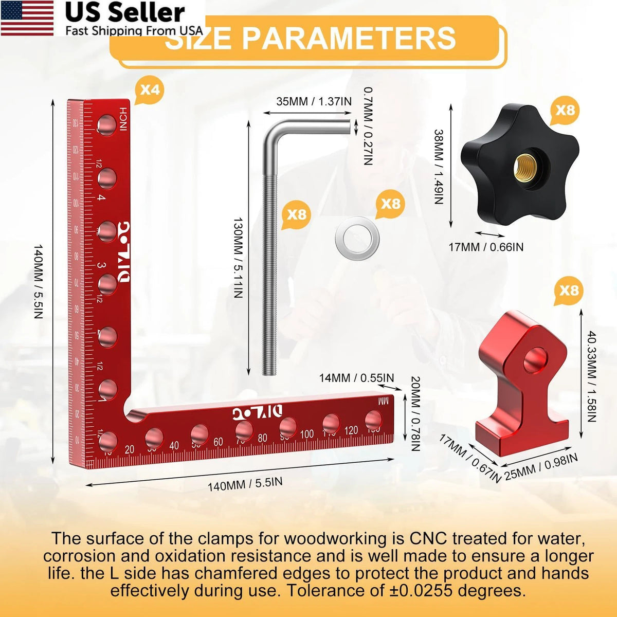 4X Corner Clamp for Woodworking 90 Degree