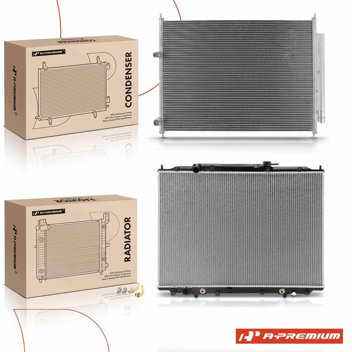 Cooling Kit Set for Honda Ridgeline (2006–2008) - Radiator & AC Condenser, 19010RJEA51, 19010RJEA52