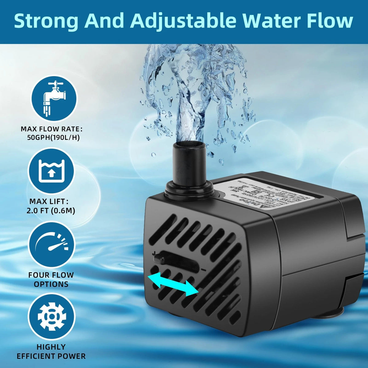 Mini Submersible Fountain Water Pump with LED Light for