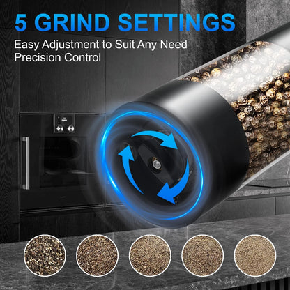 Electric Pepper or Salt Grinder with Adjustable Coarseness