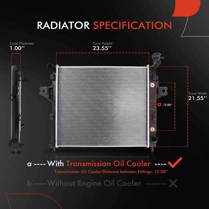 Radiator & Cooling Fan Assy Kit for Jeep Grand Cherokee WJ (1999–2000) 52079425AB, 52079425AC, 52079425AD, 52079425AE