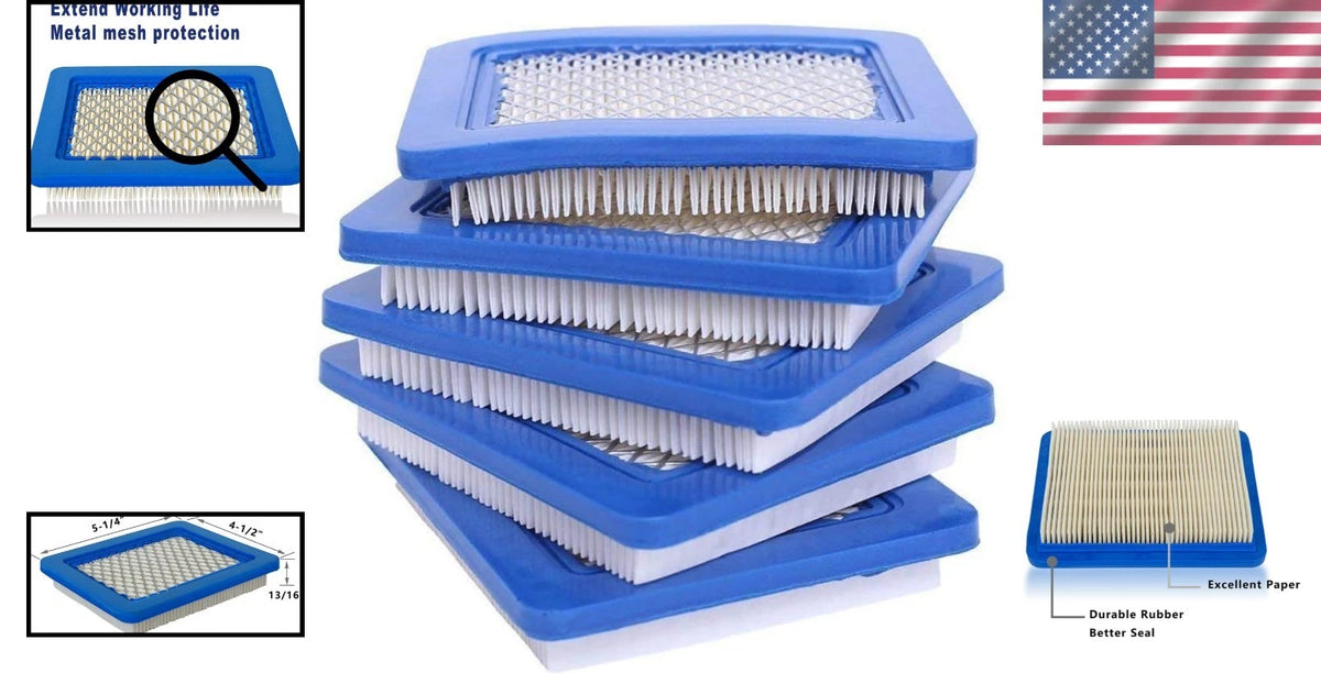 5-Pack Air Filters for Lawn Mower (Rectangle Shape)