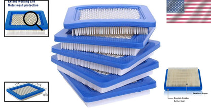 5-Pack Air Filters for Lawn Mower (Rectangle Shape)