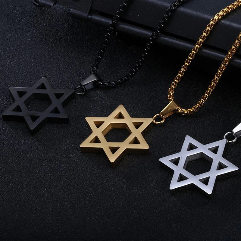 Star of Necklace Jewish Hexagram Pendant for Unisex (1/2X)