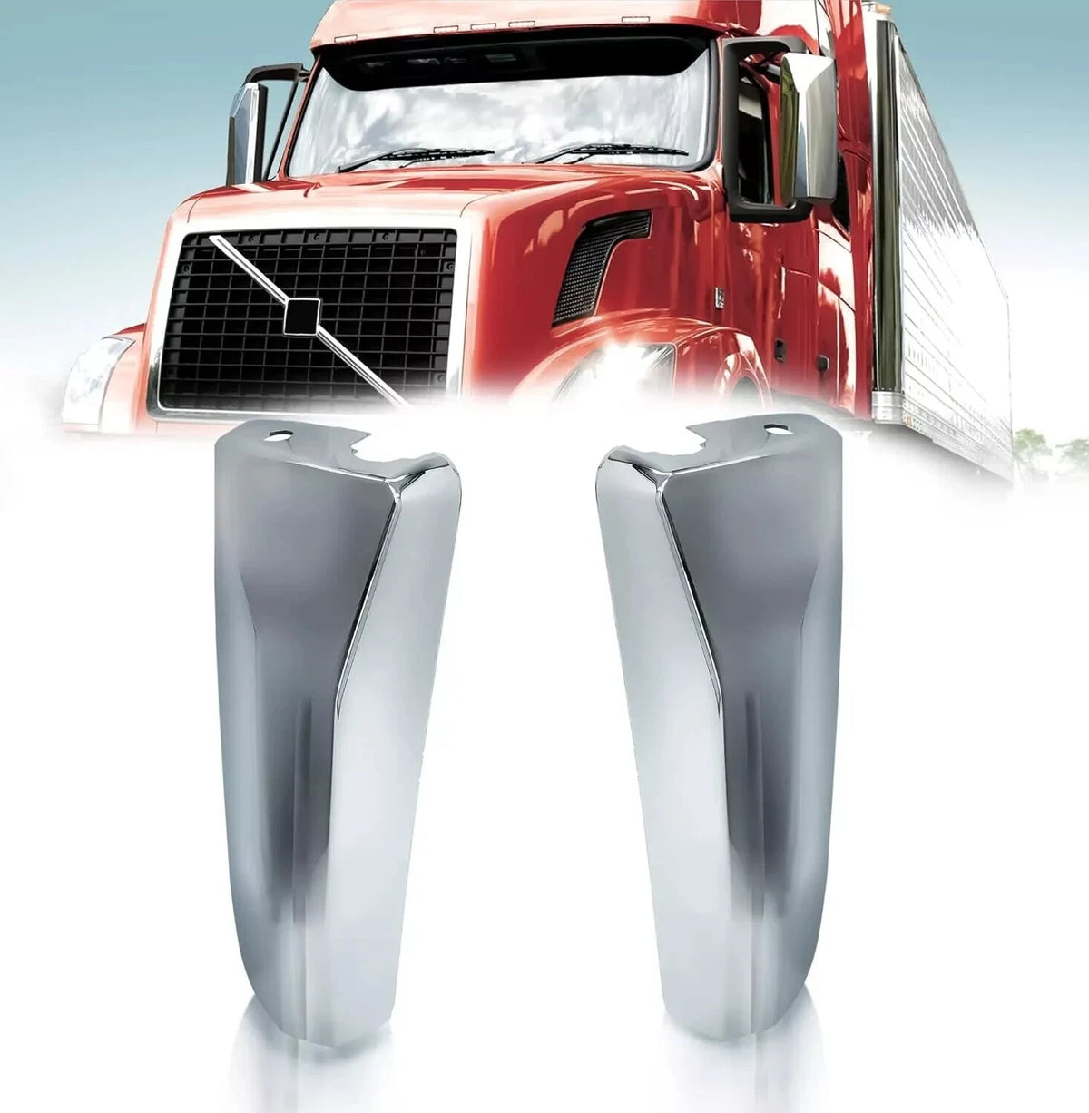 Set of 2 Door Mirror Chrome Covers for Volvo VNL (2004–2024)