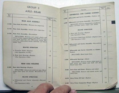 Service Operation Time Schedule Book for Chrysler (1953–1954)