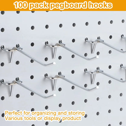 100 Pack Pegboard Hooks for Shelving Display