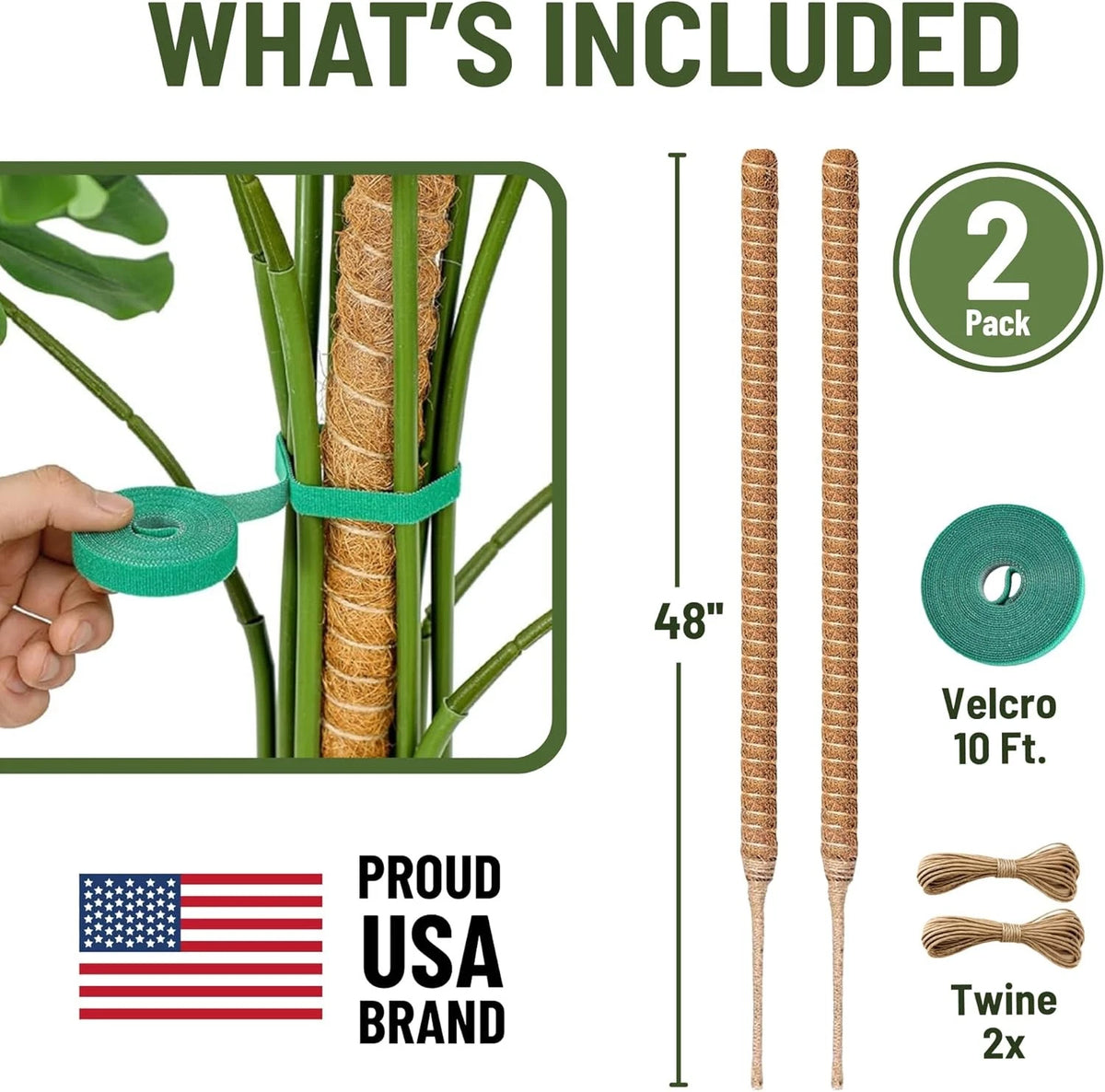 2 Pack 48 Inch Moss Pole for Monstera (Tall 2-Pack)