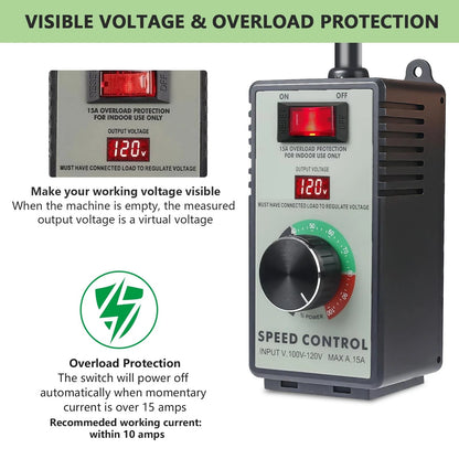 AC Motor Speed Controller for Brushed Motors 120V 15A