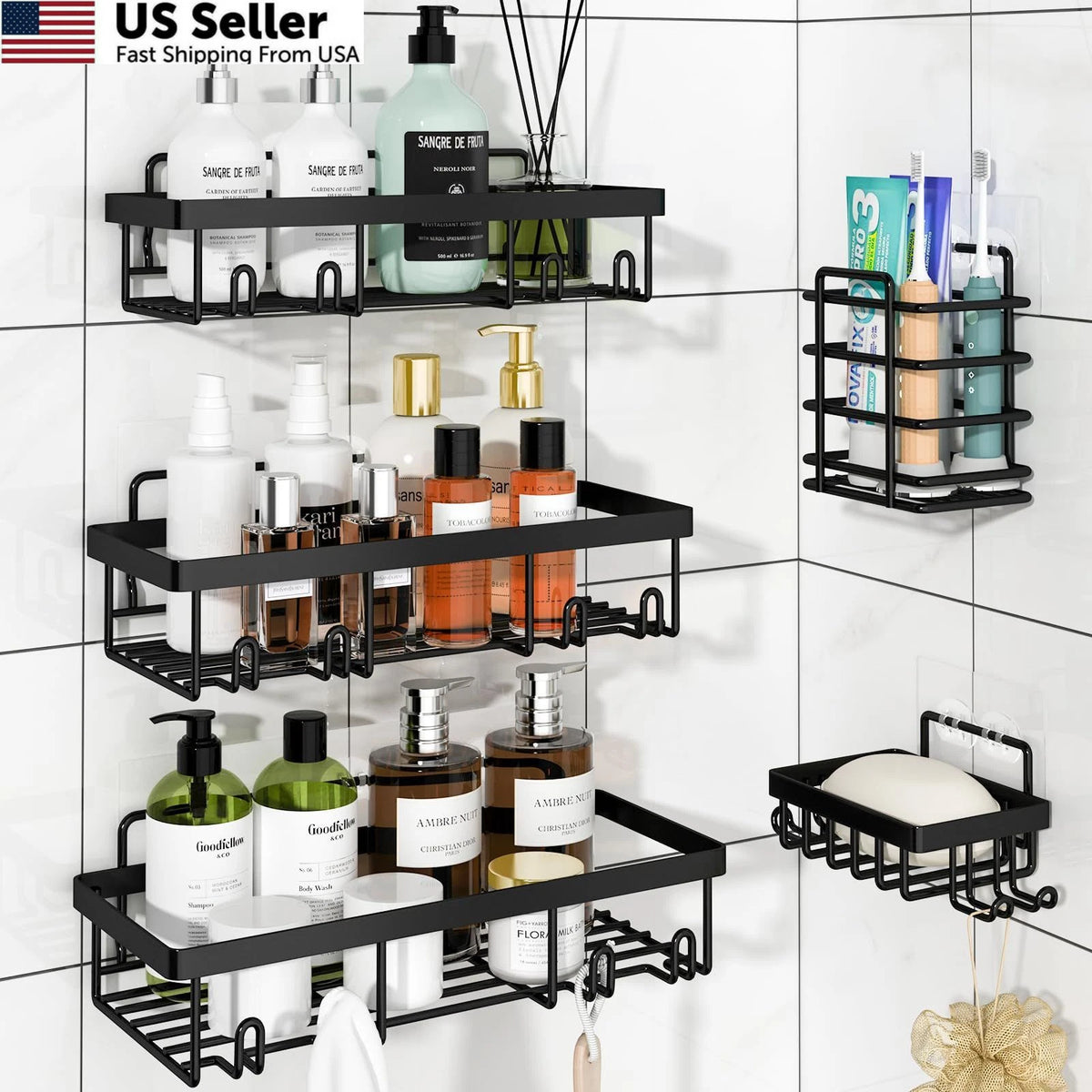 5 Pack Shower Caddy Organizer Rack Shelf for Inside (No Year Range)