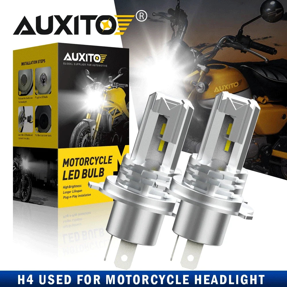 2X LED H4 9003 Motorcycle Headlight Bulbs - 6000K