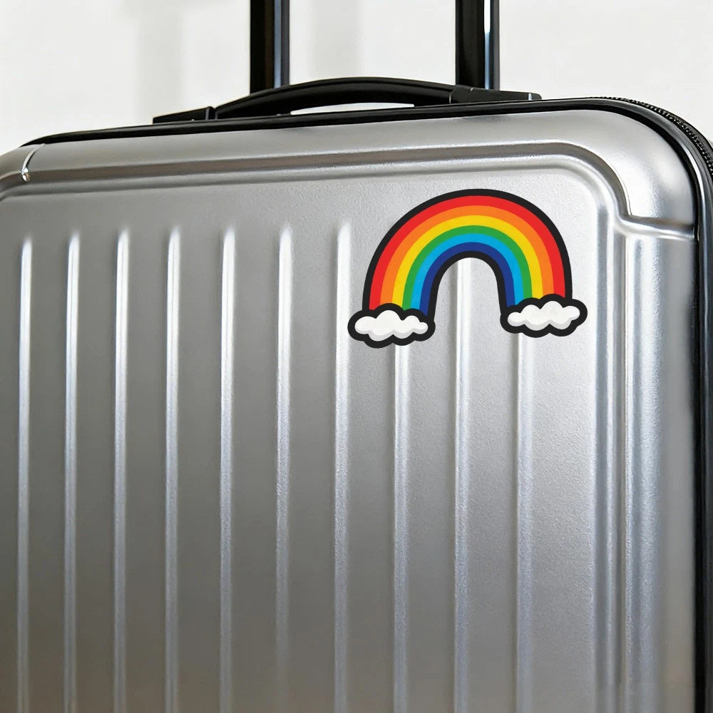 Customizable Rainbow Vinyl Stickers for Luggage, Water Bottles, Notebooks