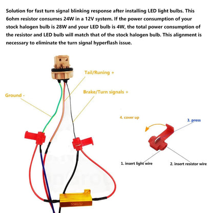 Set of 4 Load Resistors for LED Bulbs - Fix Hyper Flash Turn Signal