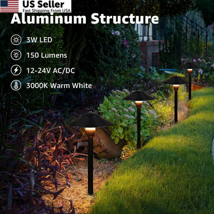 Set of 4 Low Voltage LED Pathway Lights for Landscape Lighting