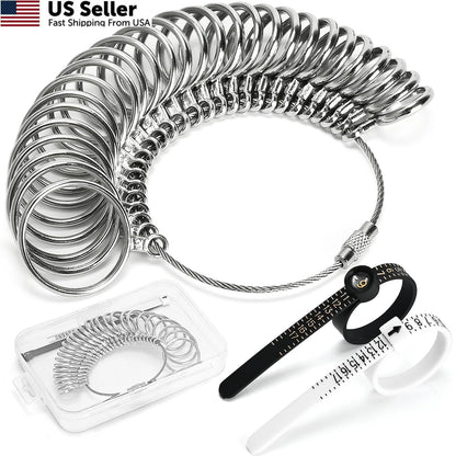 27-Piece Ring Sizer Measuring Tool Kit - US Silver