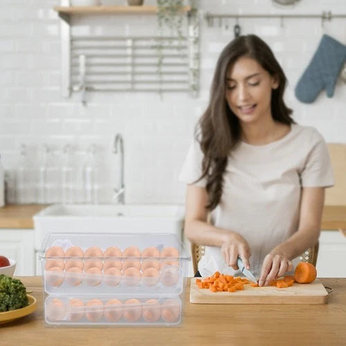 2-Layer Egg Holder for Refrigerator - Pull Out Drawer for 36 Eggs