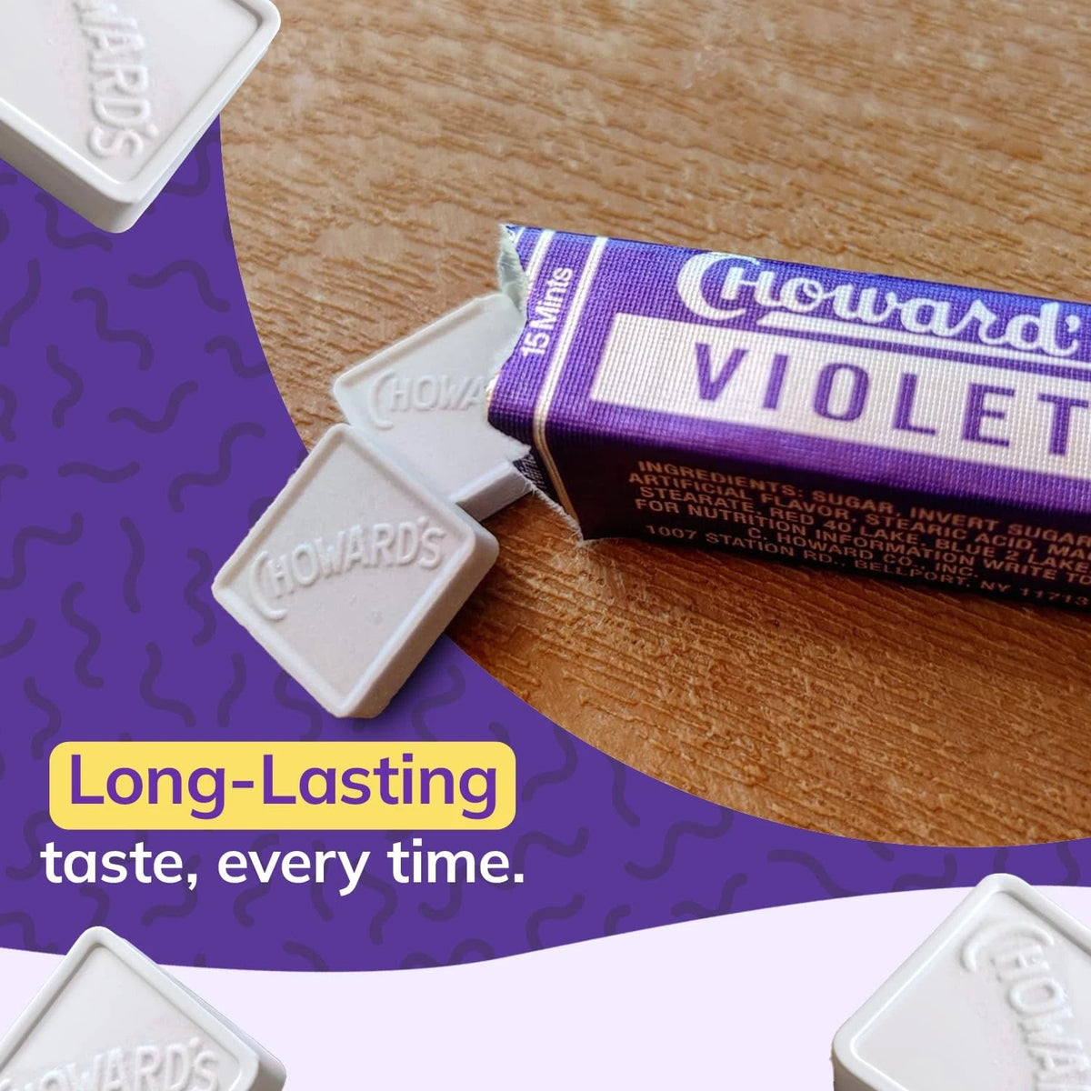 Pack of 3 Choward's Violet Mints Candy 15 Count