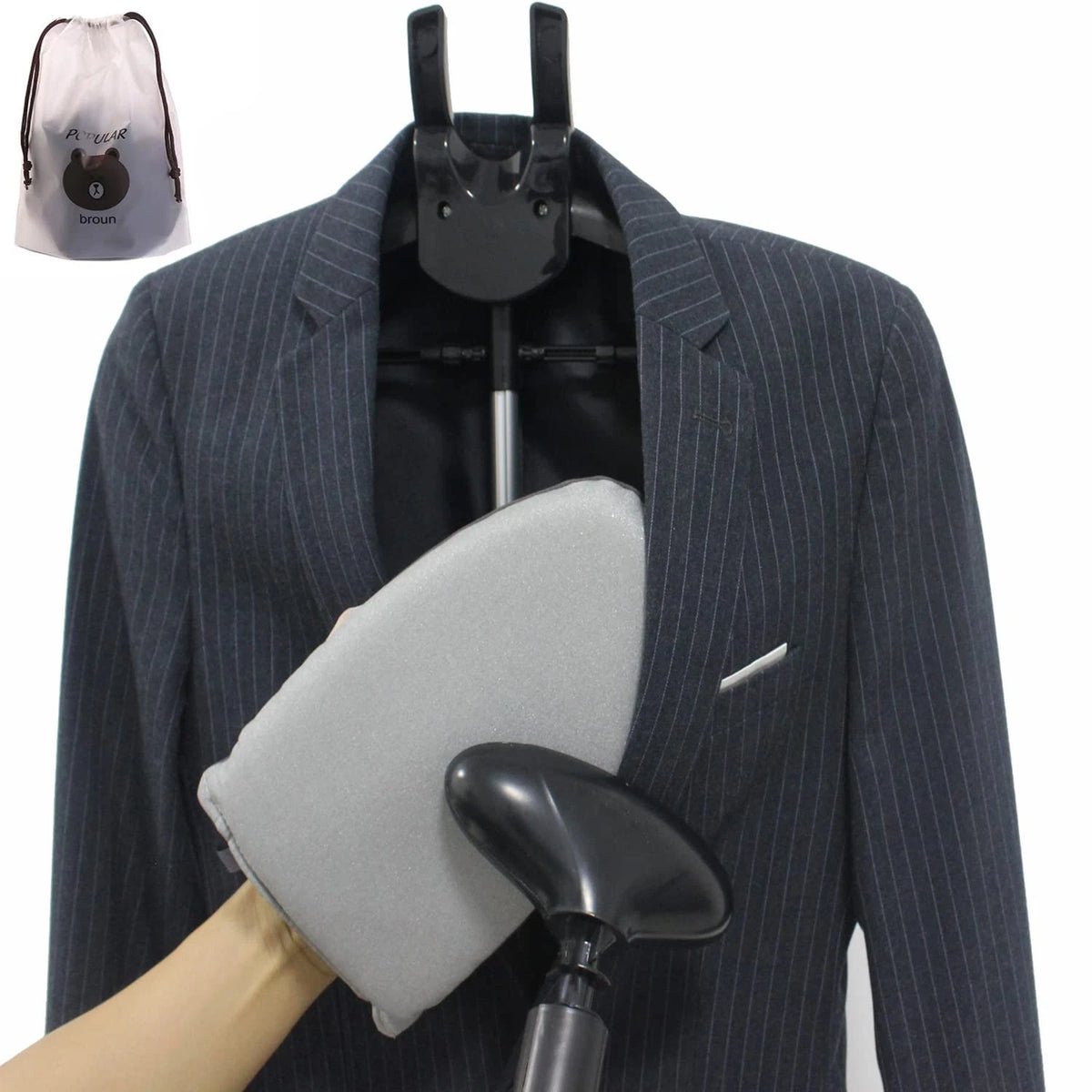 Garment Hanger for Steaming Clothes with Ironing Gloves