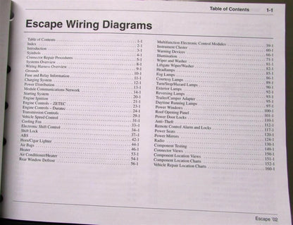 Electrical Wiring Diagram Service Manual for Ford Escape (2002)