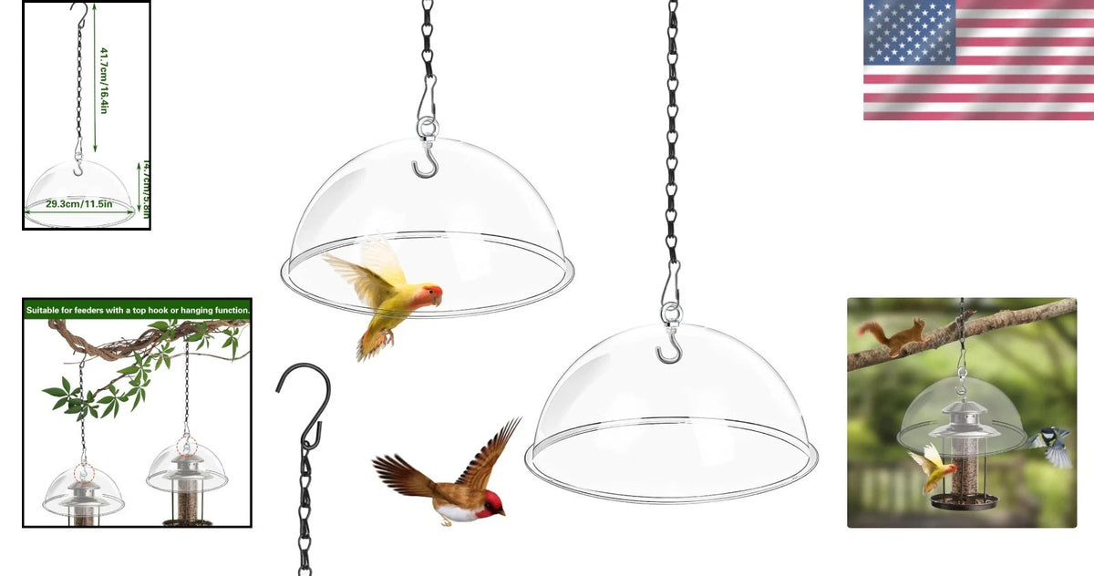 2-Piece Clear Acrylic Bird Feeder Rain Guard - Squirrel & Predator Shield