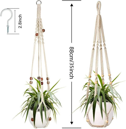 2X Macrame Plant Hanger for (35 Inches, White)