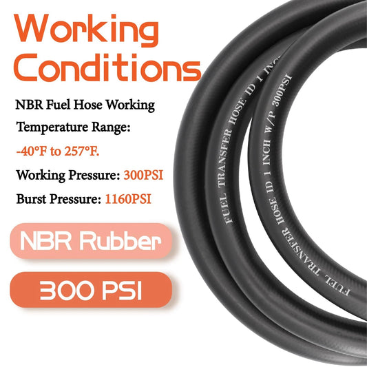 1" Fuel Transfer Hose 10FT with Male NPT Fittings for Gas, Diesel, Biodiesel