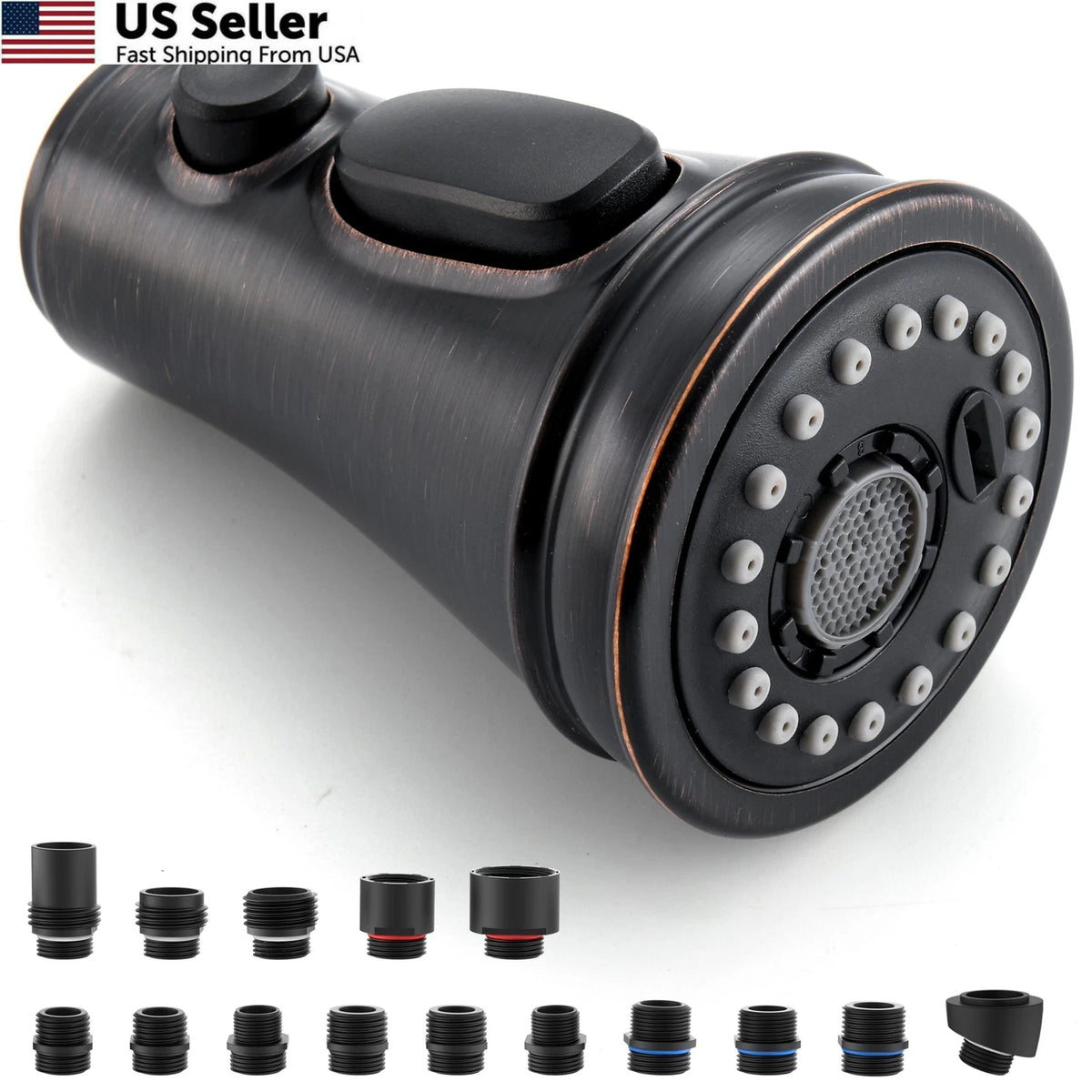 Replacement Spray Head for Kitchen Faucet with 15 Adapters, Oil Rubbed Bronze
