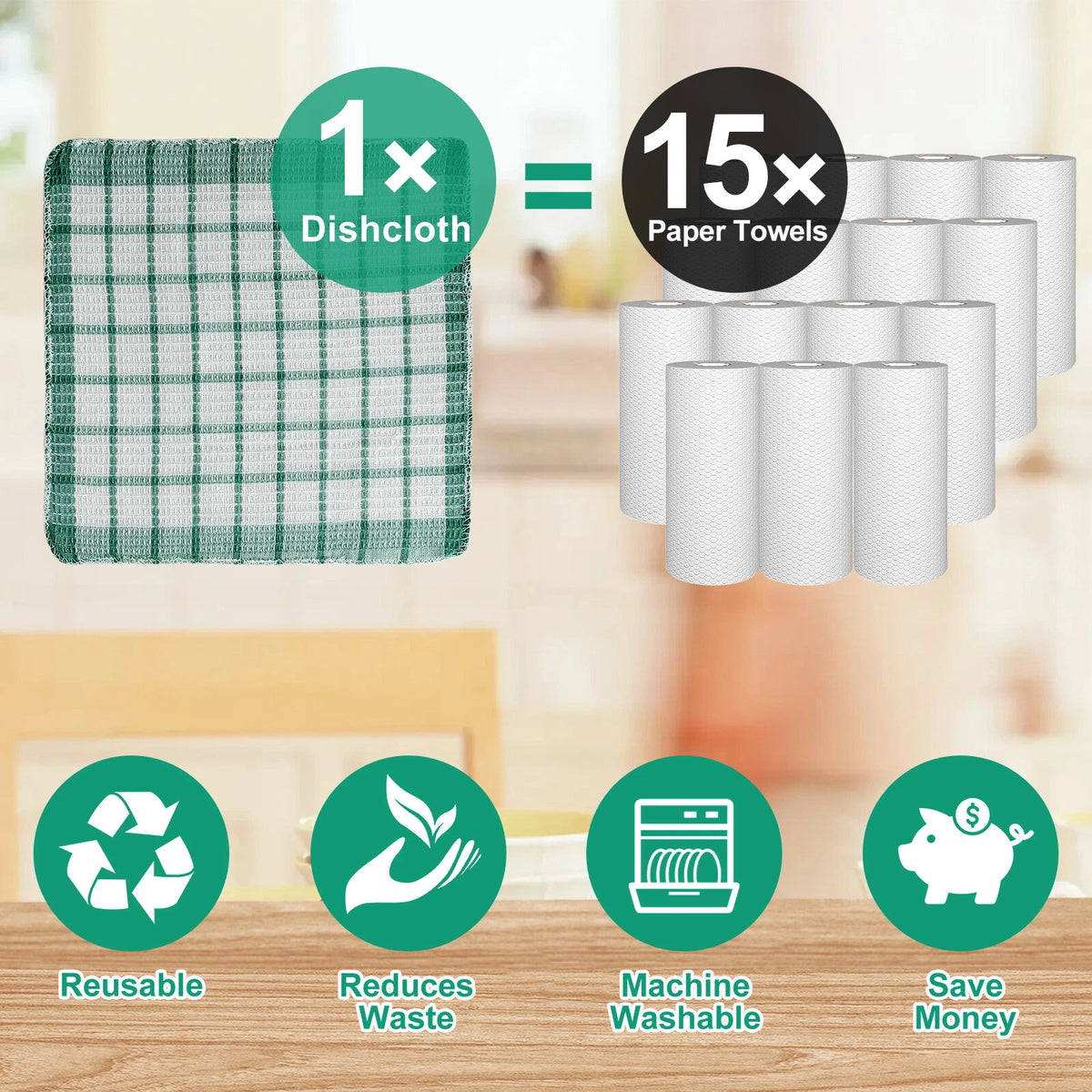12 Pcs Cotton Dish Cloths for Kitchen Cleaning (30x30cm)