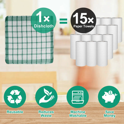 12 Pcs Cotton Dish Cloths for Kitchen Cleaning (30x30cm)