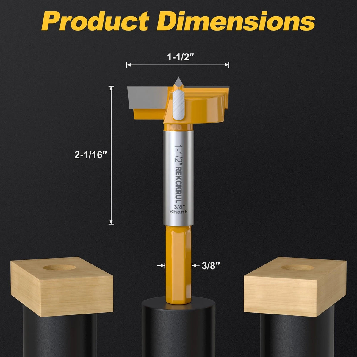 1-1/2 Inch Carbide Forstner Drill Bit with Hex Shank for