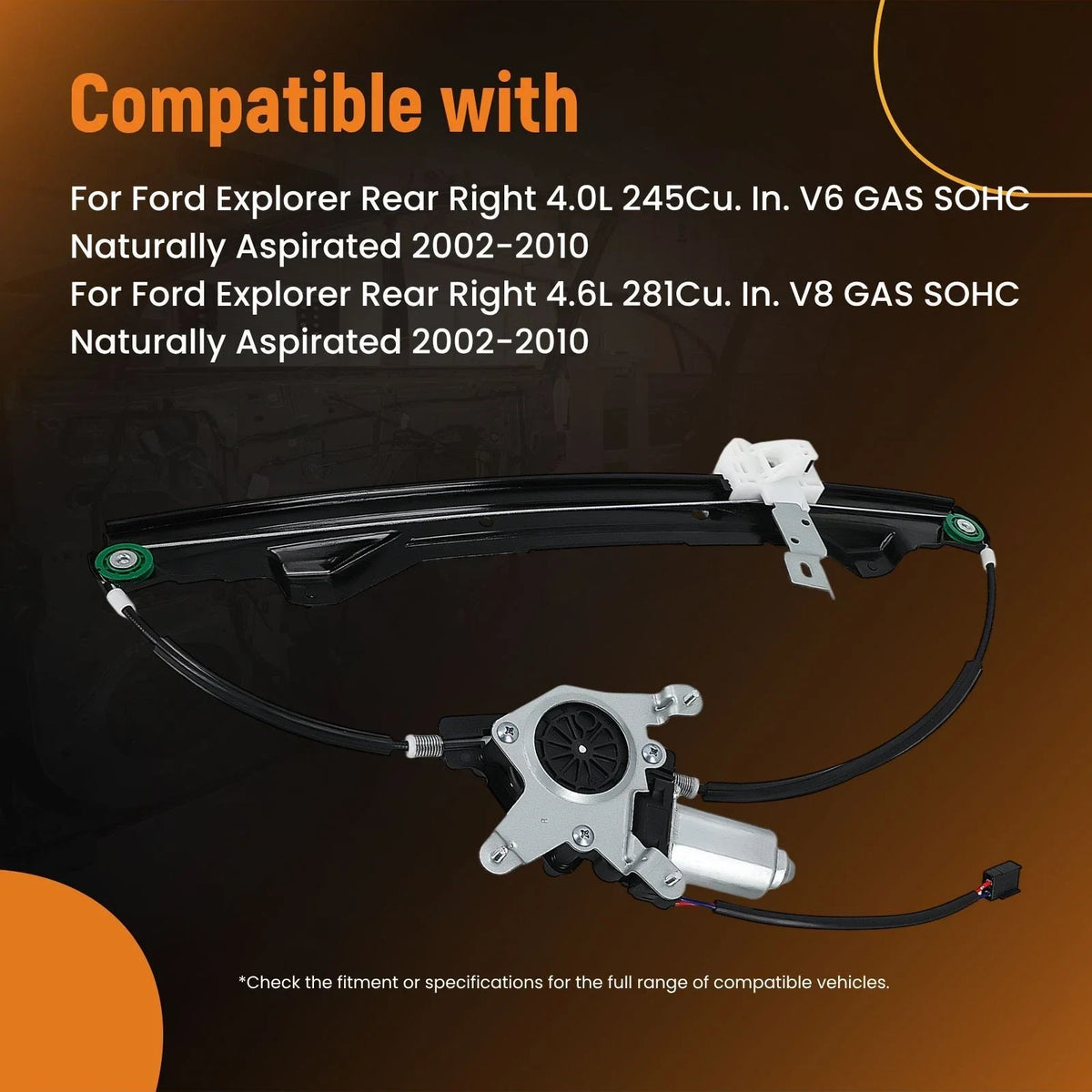 Window Regulator Assembly Electric for Ford Explorer RR 2002–2010