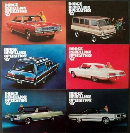 Set of 6 Post Cards for 1967 Dodge Monaco Coronet 500 Polara 500 Dart GT