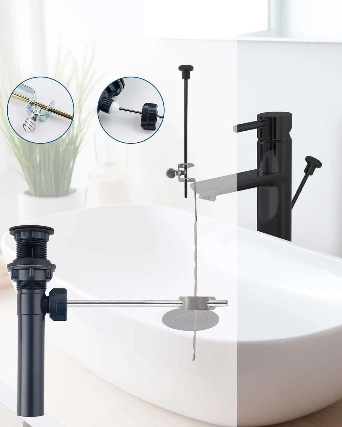 2X Bathroom Sink Drain with Lift Rod, Pop Up Oil Rubbed Bronze