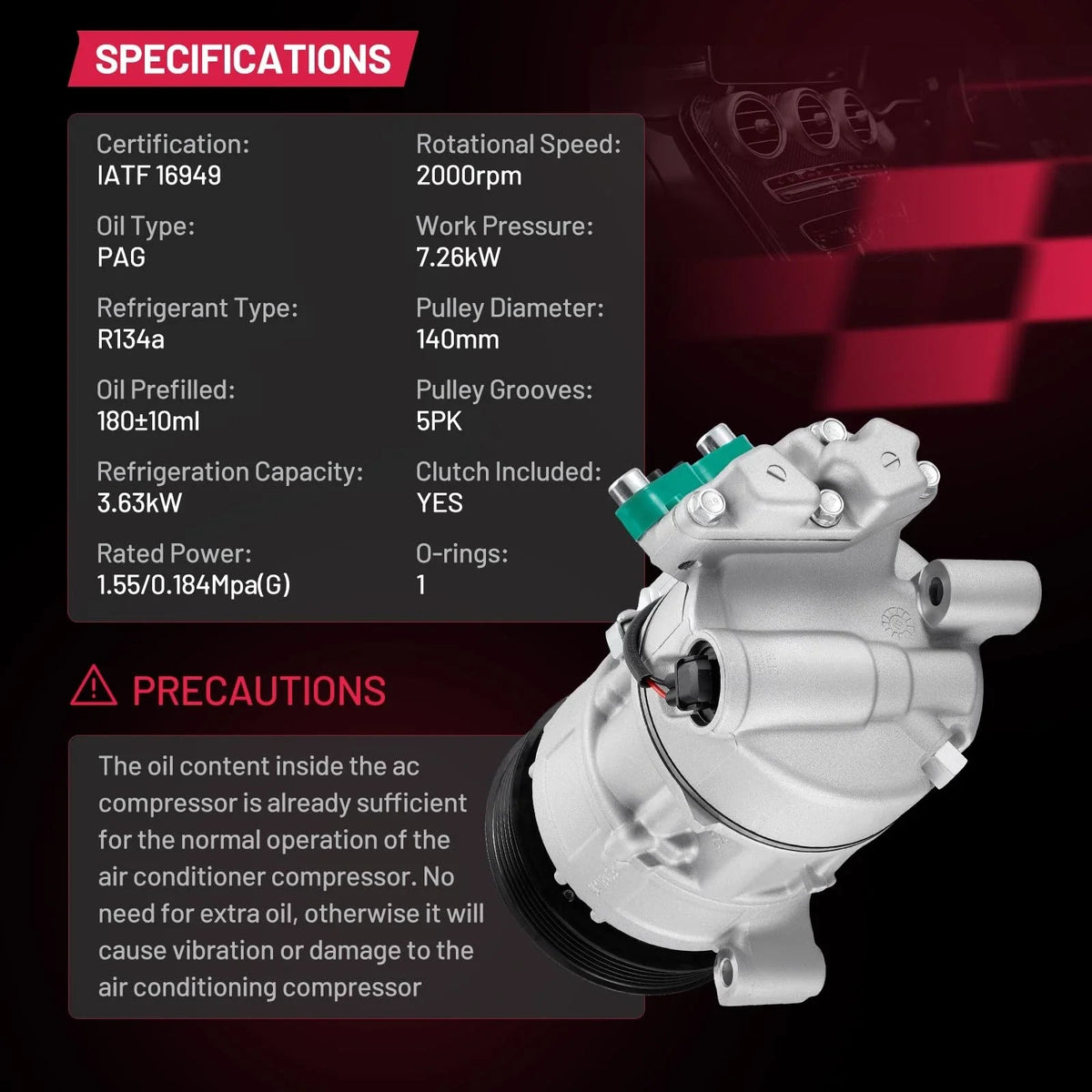 AC Compressor w/ Clutch for BMW 120i 2005-2012, 118i 2012-2013, 320i 2005