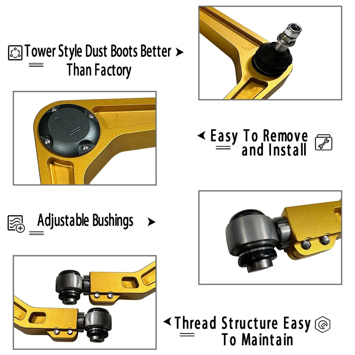 Gold Aluminum Upper Control Arms for Silverado Sierra (2014–2018) 799027